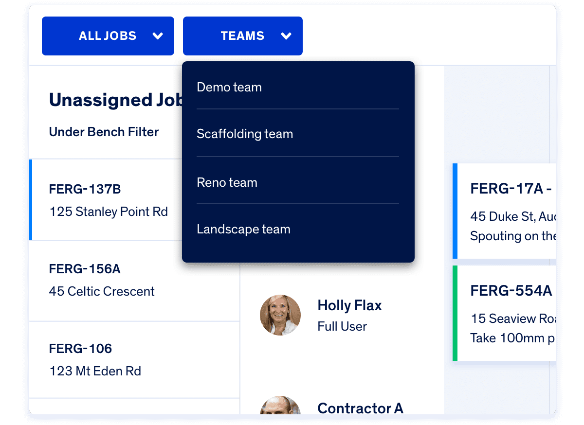 assign teams to jobs