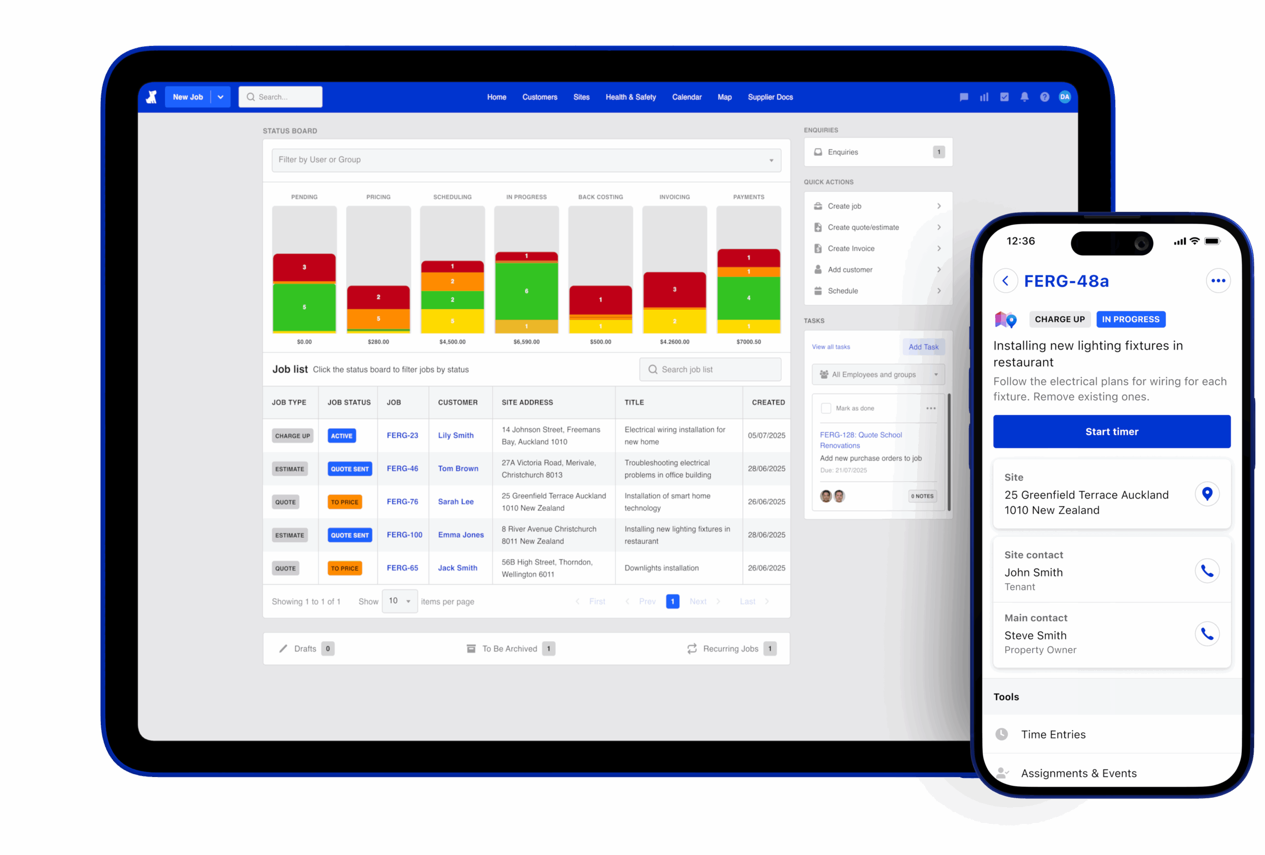 fergus new zealand dashboard and mobile app